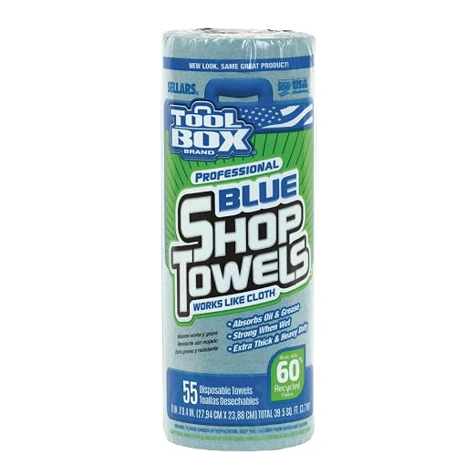 Sellars 54400 ToolBox Z400 Shop Recycled Disposable Towel, 11" Length x 9.4" Width, Blue (30 Rolls of 55 Sheets)