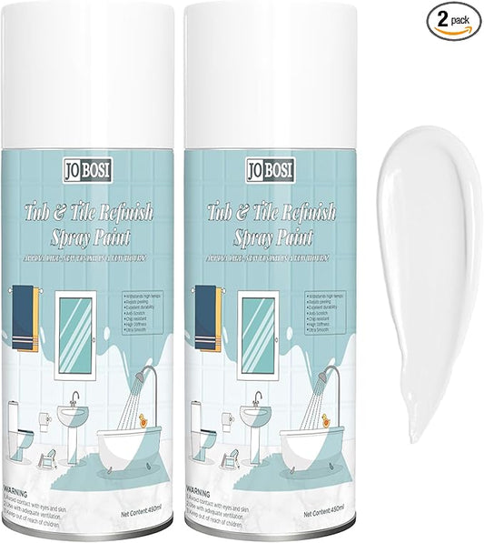 White Ceramic Tub Spray Paint （16 FL Oz *2 pack）- High-performance aerosol spray gun kit, Household appliances, refrigerator, ceramics, bathtubs, vases, bathroom floors, etc., furniture wood color change and more DIY coatings - Quick drying and smooth ...
