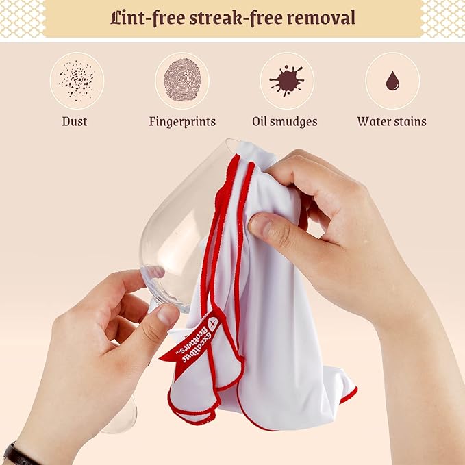 Premium Glass Polishing Cloth 23.5" x 20" (2 Pack) - Streak and Lint Free Wine Cloths, Large Polishing Cloth for Glassware, Wineglass Cleaner Best Gifts for Men (White)
