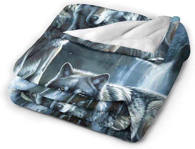 Tijuboni Wolf Throw Blanket Wolf Gifts for Girls Boys Women Men Kids Adults Soft Flannel Fleece Blanket for Couch Sofa Bed Home Decor 60"x80"