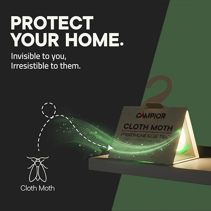 Clothing Moth Traps with Pheromones (8 Pack) Non‑Toxic, Sticky Glue Traps for Clothes Moth Treatment & Prevention, Case‑Making & Web‑Spinning Moths, for Closets & Storage, Protects Clothes & Carpets