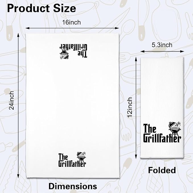 The Grillfather Kitchen Towels 2 Pack, BBQ Grilling Kitchen Towels Set for Men Women, Funny Birthday Home Warming Gifts for Men Husband Dad Boyfriend Friend, for Dad