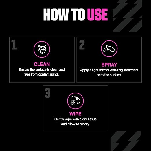 Muc Off Premium Anti-Fog Treatment, 30 Milliliters - Long-Lasting, Intensive Anti-Mist Spray - Suitable for Helmet Visors, Goggles and Glasses