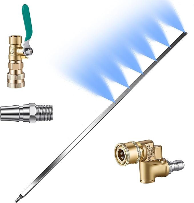 40" Radiator Cleaning Wand, Radiator Cleaner Wand Washer for Car SUV Truck RV, 4500PSI Stainless Steel Radiator Cleaning Tool Kit with Valve Switch & Connector for Water Tank Flush & Debris Removal