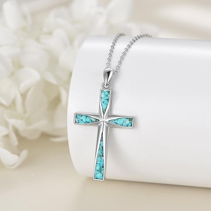 ONEFINITY Religious Cross Pendant Necklace Sterling Silver Origami Cross Pendant Gifts for Women Men Jewelry
