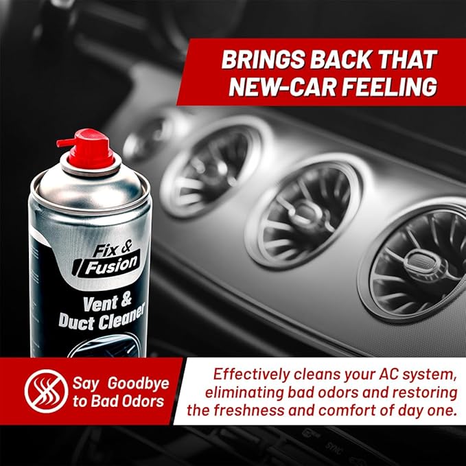 FIX & FUSION A/C Vent and Duct Cleaner (13.5 oz)| Foaming Spray for Car Air Conditioner | Freshens & Cleans Dust Build-Up | Fast, No-Rinse Formula | Automotive HVAC Refresher & Detailer (12 Pack)