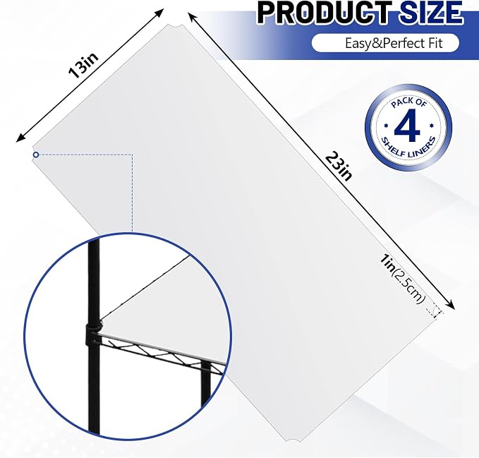 Sliner 4 Pcs 14 x 24 Inch Wire Shelf Liner Clear Plastic Waterproof Liners for Organizing Metal Rack Shelves, Kitchen Cabinets, Cupboard, Pantry