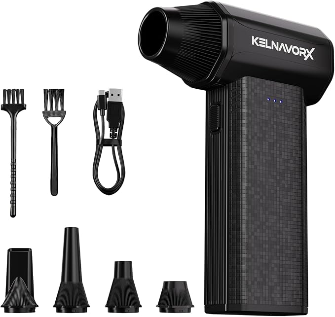 Compressed Air Duster, 110000RPM Electric Air Duster, 3-Gear Mini Blower with Fast Type-C Charging, Turbo Fan Dust Blower for Computer, Keyboard, PC, Car, Home and Electronics