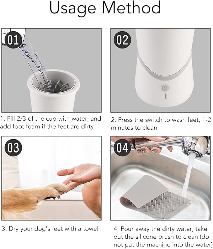 Fockety Automatic Dog Paw Cleaner, USB Electric Paw Washer for Dogs Portable Paw Cleaner Cup, Dog Foot Cleaning Machine for Small and Medium, Large Dogs, Cats