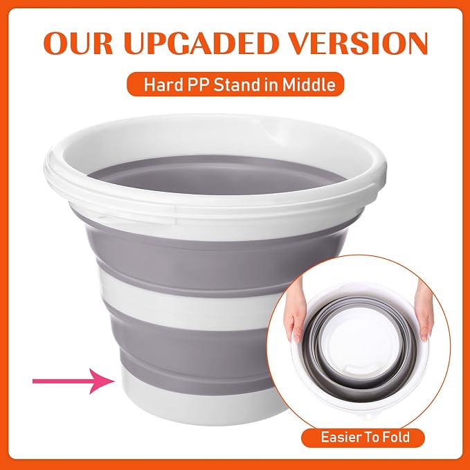 Pickmesh 4 Pcs Collapsible Bucket 2.6 Gallon (10l) Foldable Collapsible Sand Bucket with Handle Small Cleaning Pail for Household Outdoor Car Washing Camping Beach Sand (Blue, Pink, Orange, Gray)