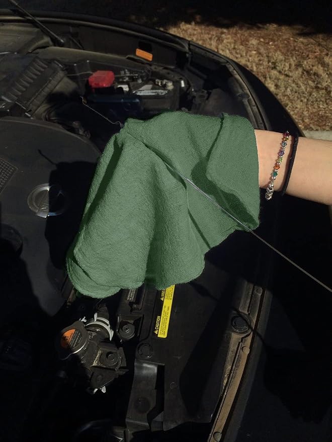 Avalon Towels Cotton Shop Rags – (Pack of 50) Size 12x14 Inches Cleaning Rags – Absorbent Shop Towels and Multipurpose Cleaning Towels for Automobiles, Industries, Garage and Homes (Green)