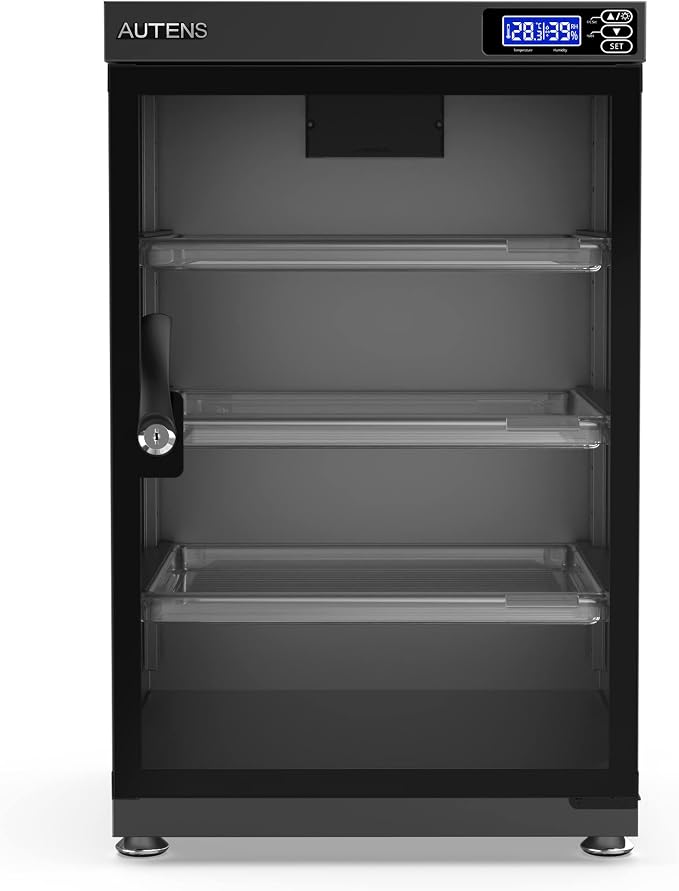 80L Dehumidifying Dry Cabinet Box, Digital Control Noiseless and Energy Saving, 4 Layers for DSLR SLR Camera Lens and Electronic Equipment Storage,Temperature Humidity LED Dual Screen