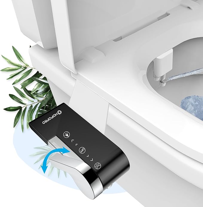 HOPOPRO Bidet Attachment for Toilet, Non-Electric Bidet Ultra-Slim Dual Nozzle (Feminine/Rear Wash), Cold Water Bidets Sprayer for Existing Toilets with Adjustable Pressure Control 1-Min Install
