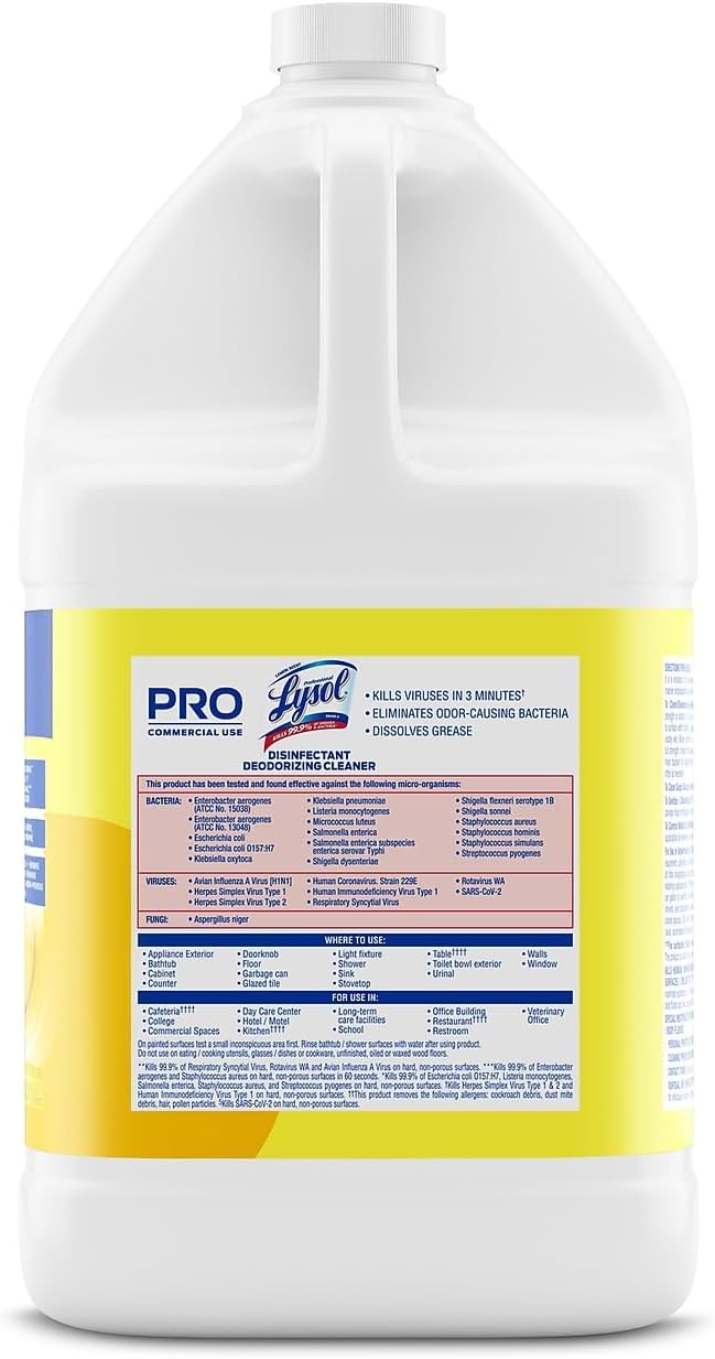 Lysol Professional Lysol Professional Disinfectant Deodorizing Cleaner 128 Pack of, Yellow, Lemon, 512 Ounce, (Pack of 4)