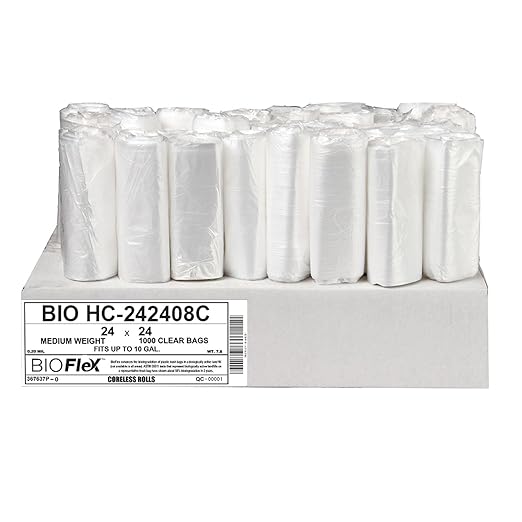Aluf Plastics High Density Trash Bags, 10 Gallon, 1000 Count With BioFlex Technology, 8 Micron (eq), 24" x 24", Clear, for Bathroom, Office, Industrial, Commercial