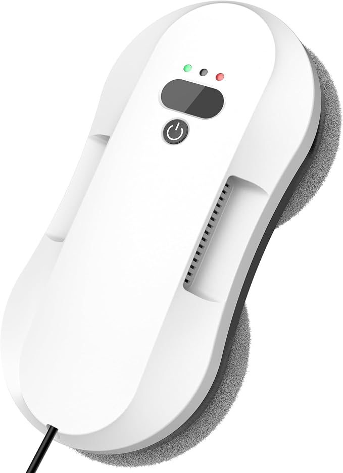 Automatic Window Cleaning Robot for High Windows with 3000Pa Strong Suction, Dual-Nozzle, Power Failure Protection & Safety Rope, 3 Intelligent Paths, 10 Double-Sided Replacement Cloths