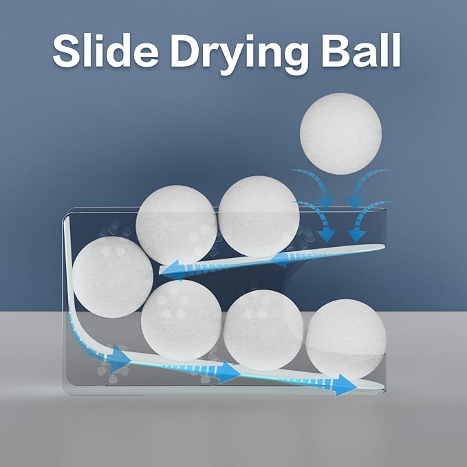 Magnetic Laundry Room Dryer Ball Holder & Organizer - Automatic Roller Chute Container With Balls