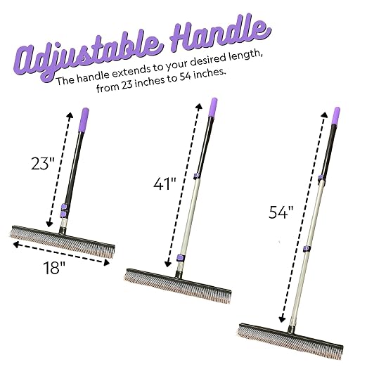 Room Groom Carpet Rake Set (Original and PET) Telescoping 54" Adjustable Handle, Portable Design, Carpet Brush for Pet Hair, Refreshing High Pile Carpets and Artificial Turf, (Pack of 2)