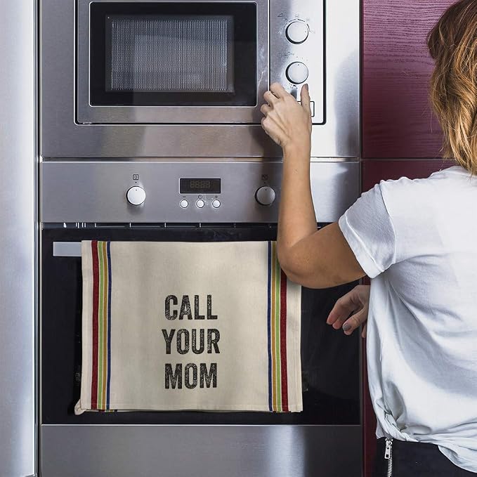 Custom Decor Kitchen Towels Call Your Mom Family & Friends Family & Friends Mom Cleaning Supplies Dish Towels Multi Stripe Design Only
