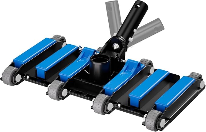 Commercial-Grade 4.4 LB Weighted Pool Vacuum Head & Swivel Handle - Lab-Tuned Brush,Debris Guide & Vinyl-Safe Wheels for High-Efficiency Cleaning,Inground & Above Ground Swimming Pools –Blue