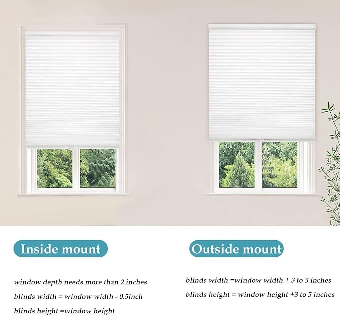 MYshade 1.5-Inch Cellular Cordless Light Filtering Shades, Honeycomb Window Blinds for Soft Daylight & Privacy, Thermal Insulation, Child Safe, Inside or Outside Mount (54" W x 72" H, White)