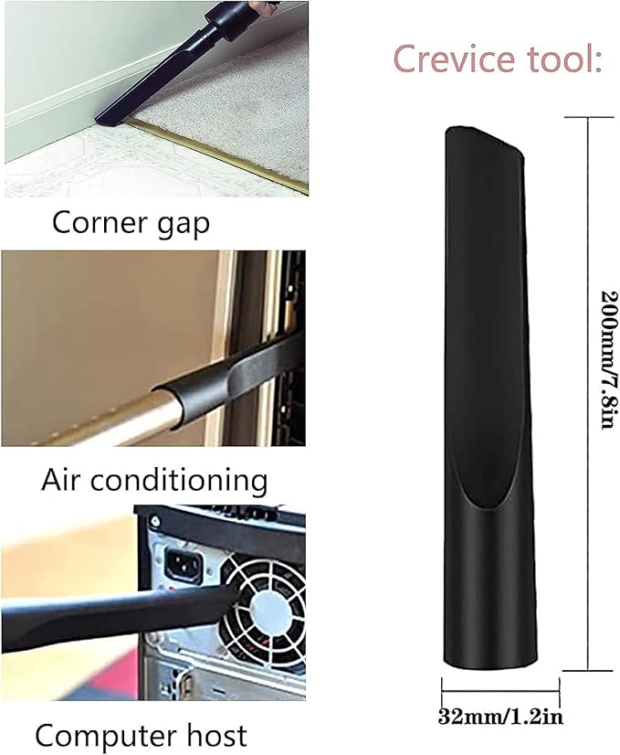 Vacuum Attachments for Shop Vac Accessories 1 1/4 inch Cleaning Accessories Kit with Universal Vacuum Hose Adapter Vacuum Extension Wand Horse Hair Brush Flexible Crevice Tool(8 PCS)