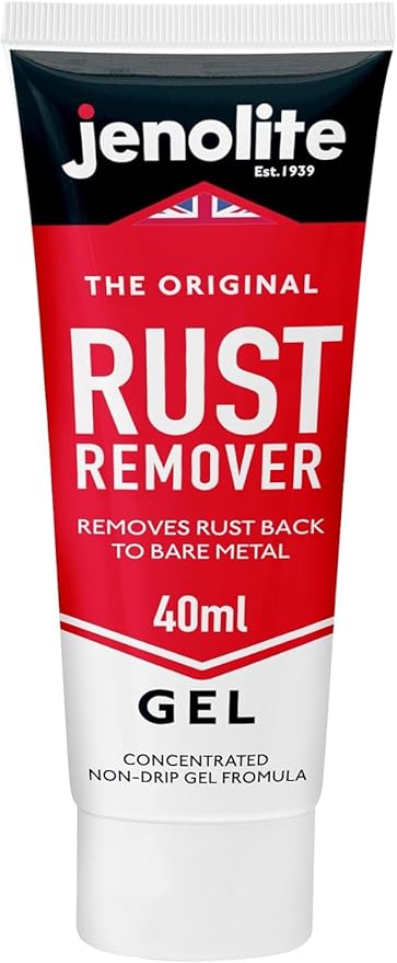 JENOLITE Gel Rust Remover for Metal 40 ml (1.3 fl oz). Non‑Drip Naval Jelly for Automotive and Vertical Metal Surfaces. Fast‑Acting Concentrated Gel Dissolves Rust to Bare Metal. Made in Britain