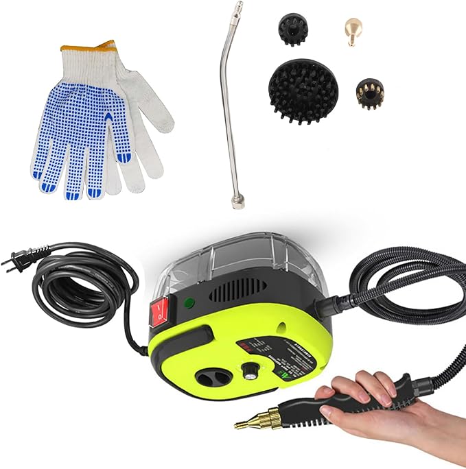 Steam Cleaner, 2500W Portable Steam Cleaner, High Temperature Pressurized Steam Cleaner Carpet Cleaner Machine for Deep Cleaning Floors, Car, Upholstered Furniture, Bathroom, Windows and More (Yellow)