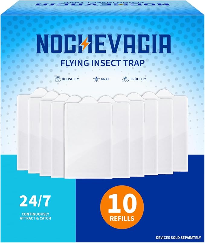 Plug-in Flying Insect Trap Refills, Compatible with MK09 Fly Traps, 10 Refills Pack - Device Not Included