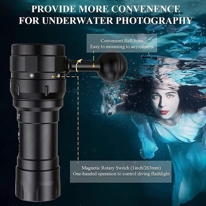 Wurkkos DL07 Dive Light 3000Lumen Underwater Video Light, White Red Violet Tri-Color, 135-Degree Wide Beam Scuba Flashlight for Dive Photography Fill Light and Fluorescent Night Diving