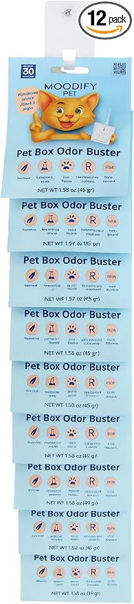 MoodifyPet Cat Litter Odor Eliminator Retail Asile 12 Pcs Clip Strip | 30-Day Pet Odor Neutralizer, For Retail, Non-Toxic, Fragrance-Free