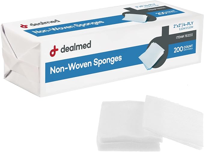 Dealmed Non-Woven Gauze Sponge and Nitrile Exam Gloves Bundle | Includes 200 Count Box of 2"x2" Gauze Sponges & 180 Count X-Large Nitrile Exam Gloves