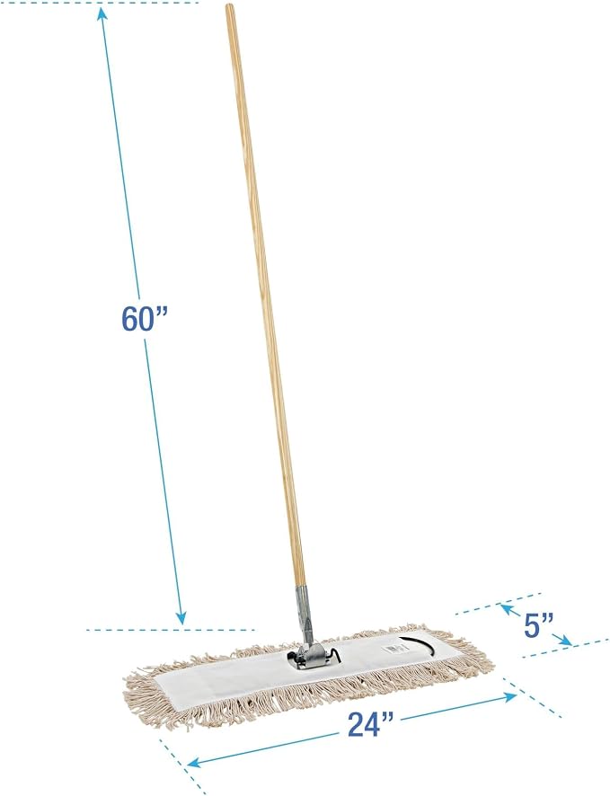 Boardwalk BWKM245C 24 in. x 5 in. Cotton Head 60 in. Wood Handle Cotton Dry Mopping Kit - Natural (1-Kit)