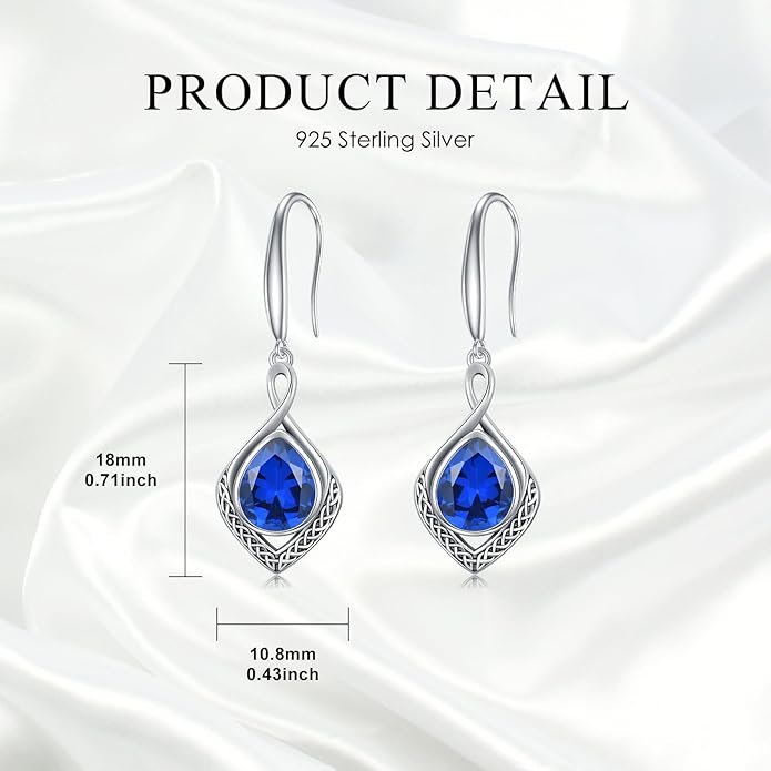 PELOVNY Celtic Knot Filigree Earrings for Women 925 Sterling Silver Moss Agate/Birthstone Infinity Earrings Birthday Christmas Jewelry Gifts for Mom Daughter Wife Sister