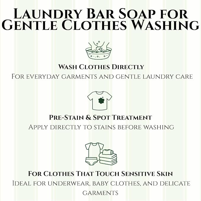 Natural Laundry Detergent Concentrated Bar – Hypoallergenic Laundry Bar Soap with Green Tea for Delicate Wash & Sensitive Skin | DIY Laundry Detergent: Grind & Mix with Borax and Washing Soda - 7 Bars