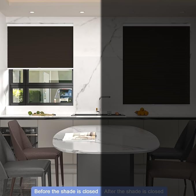 MYshade Custom Size Cellular Blinds for Indoor Windows Cordless Blackout Honeycomb Shades, No Tools, No Drill, Thermal Insulated, Noise Reduction, Room Darkening Window Blinds for Home, Taupe
