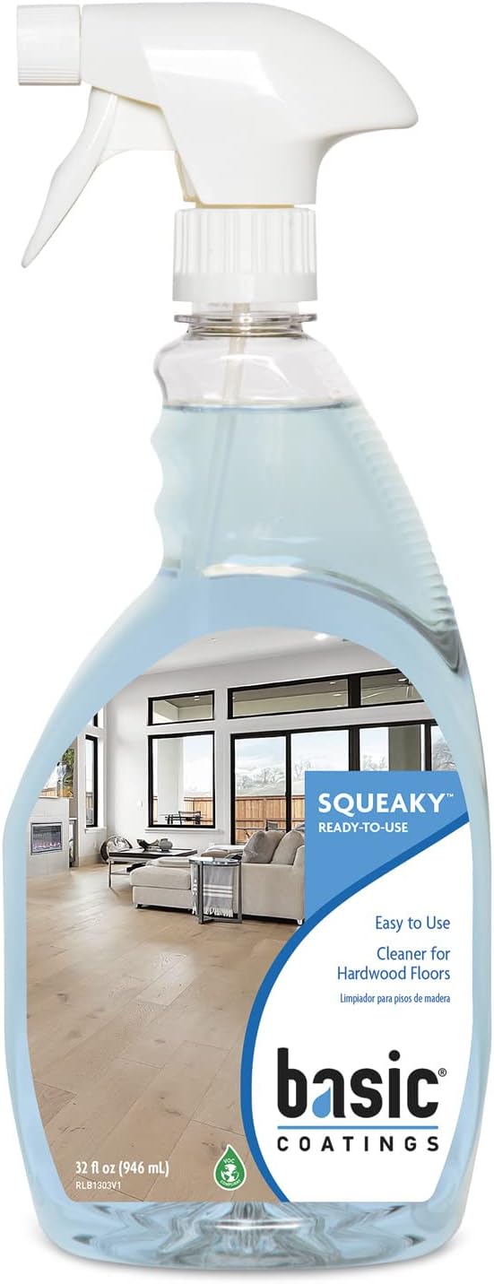 Basic Coatings Squeaky Hardwood Floor Cleaner Spray | Harwood Floor Cleaner | No Residue I Floor Cleaning Solution I 32 oz