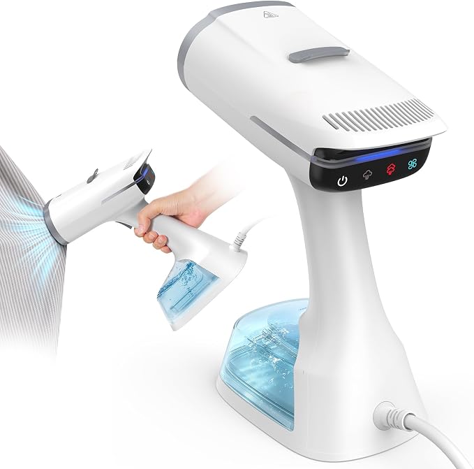 Vacuum Steamer with 270ml Water Tank, Handheld Garment Steamer for Clothes with 3500Pa Suction, LED Touch Screen, Portable Suction Handheld Vacuum Iron & Steamer for Wrinkle Removal (110-120V Use)