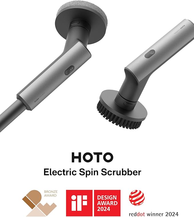 HOTO IPX7 Full Body Waterproof Electric Spin Scrubber, Shower Scrubber with 6 Brush Heads Bundle with 3 Pcs Replacement Pads