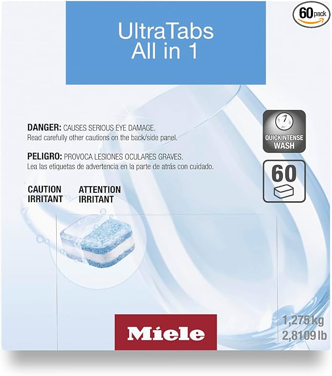 Miele Genuine UltraTabs All in 1 Dishwasher, 60 Detergent Tablets