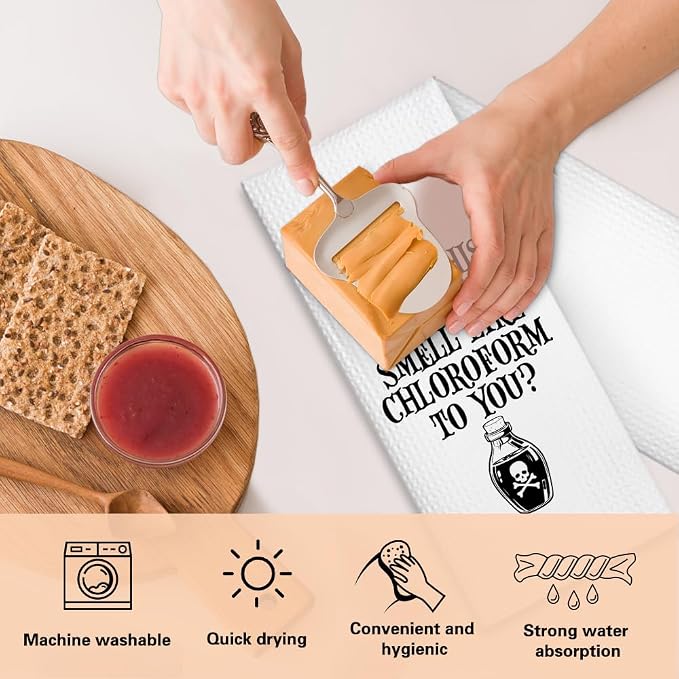 Don’t Make Me Poison You Kitchen Towels 2 Pack, Funny Halloween Horror Kitchen Decor, Baking Flour Sack Dish Towels Gifts for Women Mom Hostess, New Home Sarcastic Gifts for Neighbor Friend
