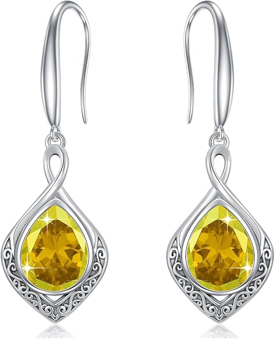 PELOVNY Celtic Knot Filigree Earrings for Women 925 Sterling Silver Moss Agate/Birthstone Infinity Earrings Birthday Christmas Jewelry Gifts for Mom Daughter Wife Sister