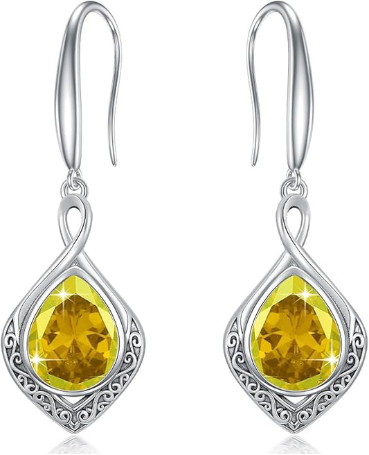 PELOVNY Celtic Knot Filigree Earrings for Women 925 Sterling Silver Moss Agate/Birthstone Infinity Earrings Birthday Christmas Jewelry Gifts for Mom Daughter Wife Sister
