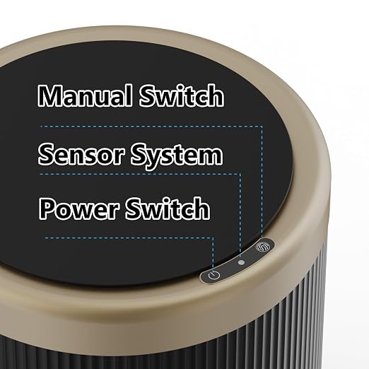 2Pack Automatic Bathroom Trash Can, Touchless Motion Sensor Garbage Can with Lid, Smart Dog Proof Trash Bin, Plastic Wastebasket for Bedroom, Office, Living Room, 2.8 Gallon+3.7 Gallon (Dark Grey)