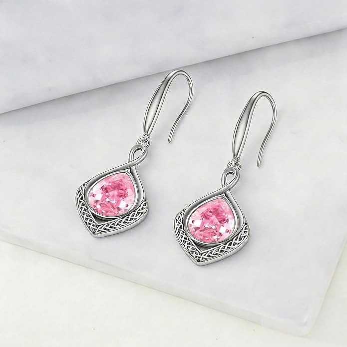 PELOVNY Celtic Knot Filigree Earrings for Women 925 Sterling Silver Moss Agate/Birthstone Infinity Earrings Birthday Christmas Jewelry Gifts for Mom Daughter Wife Sister