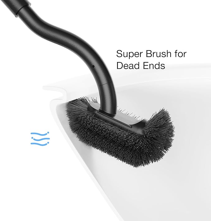 Toilet Bowl Brush and Holder, OSCIOSS Toilet Brush Set with Ergonomic Design, Compact Size, Durable Bristles, RV Toilet Brushes & Holders for Dead Corner Clean (Black, 2pack)
