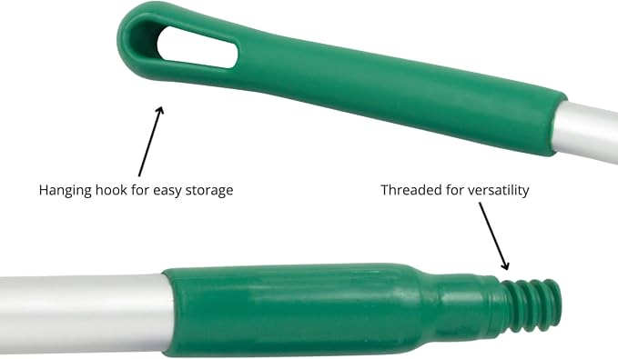 SPARTA Adjustable Aluminum Broomstick, 48” Mop and Broom Handle Replacement with Color-Coded System for Environments with Harsh Cleaning Agents, Aluminum, 48 Inches, Green, (Pack of 12)