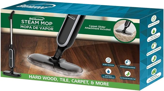 Brentwood STM-4000BK 1,100-Watt Hard-Floor Steamer Mop for Tile and Wood