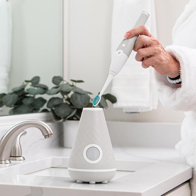 Tao Clean UV Sanitizing Sonic Toothbrush and Cleaning Station, Electric Toothbrush, Dual Speed Setting, London Fog