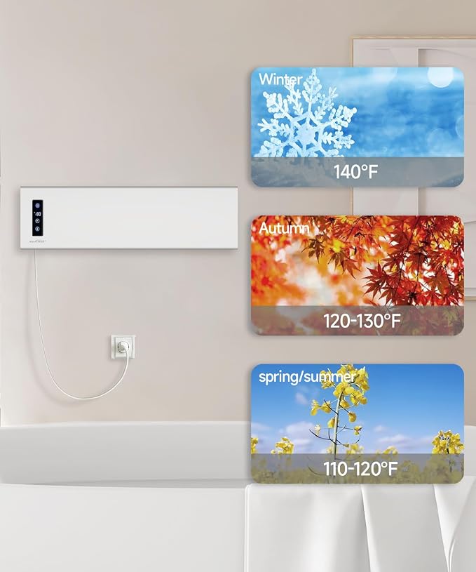 Hot Towel Warmer, Small Towel Warmer Rack Wall-Mounted, LED Control with Built-in Timer & Temperature, 17.7" x 5.1", Max 140°F, Plug-in, Fast Heating, Brushed Nickel